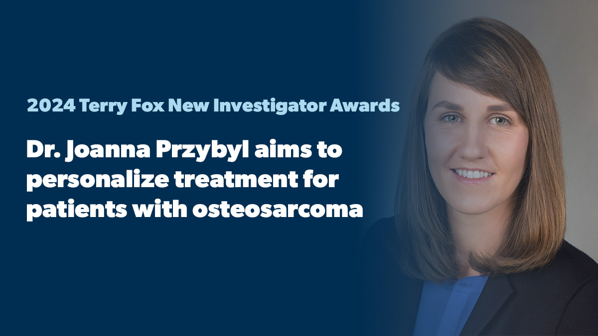 Dr. Joanna Przybyl seeks to personalize treatment for patients with #osteosarcoma. By developing a #liquidbiopsy test to examine the molecular profiles of osteogenic tumours, she hopes to better predict potential treatment outcomes. ▶️ tfri.ca/our-research/r… (9/10)