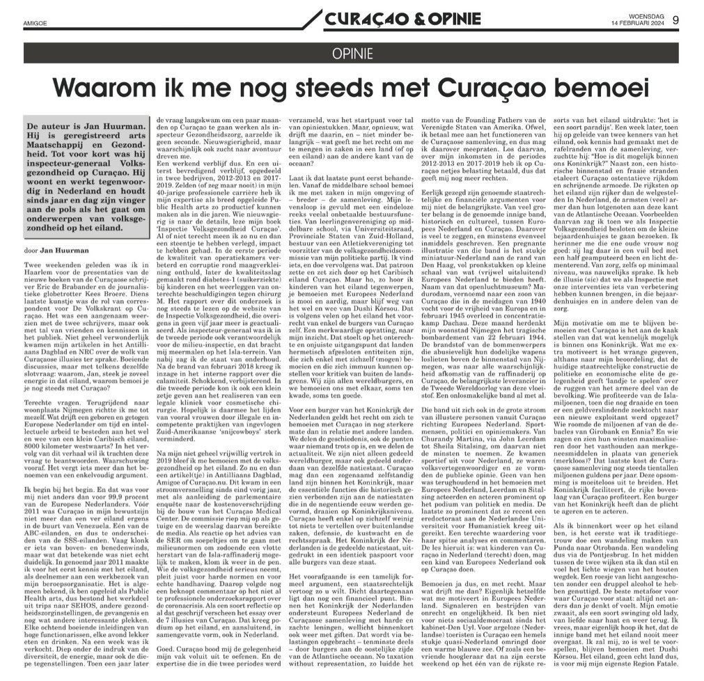 Vanavond mijn essay ook in de Amigoe.