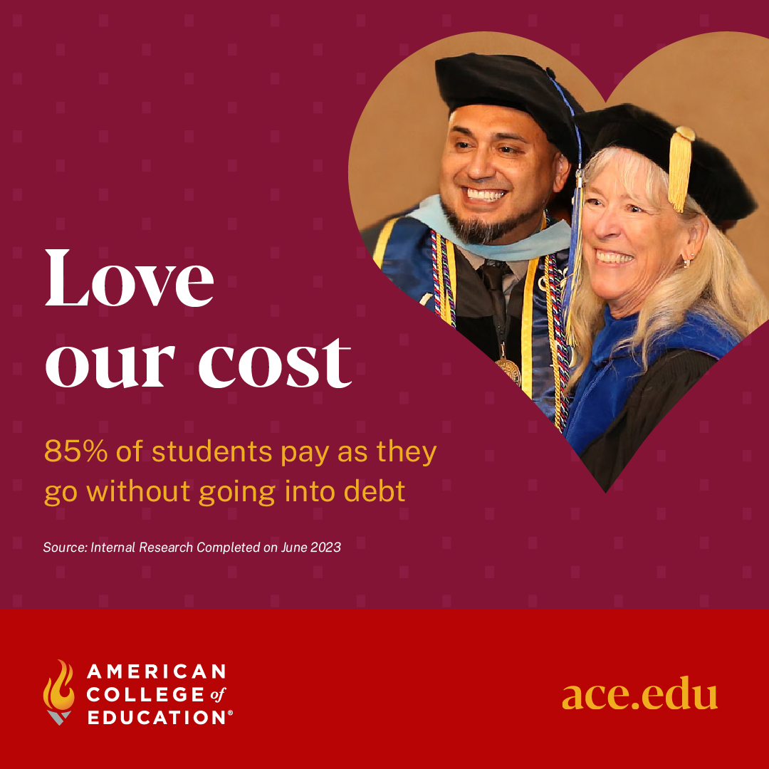 ACEedu's tweet photo. For #ValentinesDay, we want to celebrate our true love: #affordableeducation. With #mastersdegrees under $9,500 and #doctoraldegrees under $24,000, it's hard not to love. You can fall in love too at: https://t.co/cCvmm3XShP https://t.co/g1WBbvPZ7L