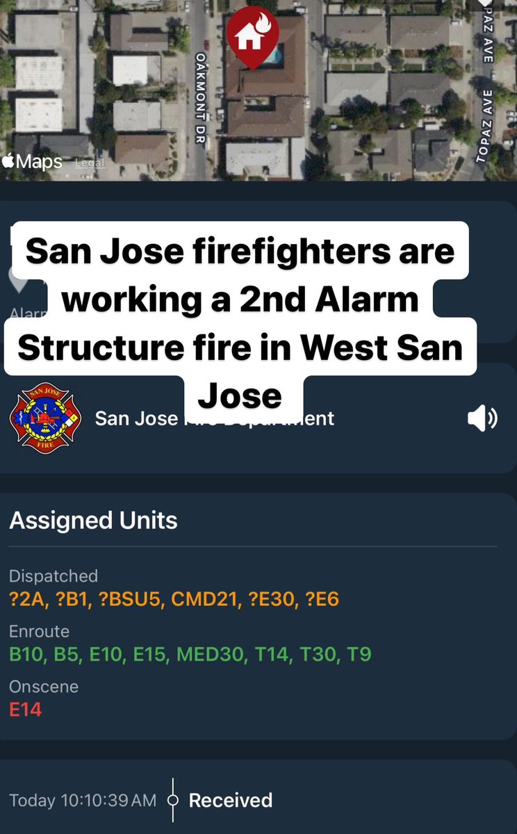 San Jose Firefighters are currently working a Second Alarm Structure Fire with rescues in progress.