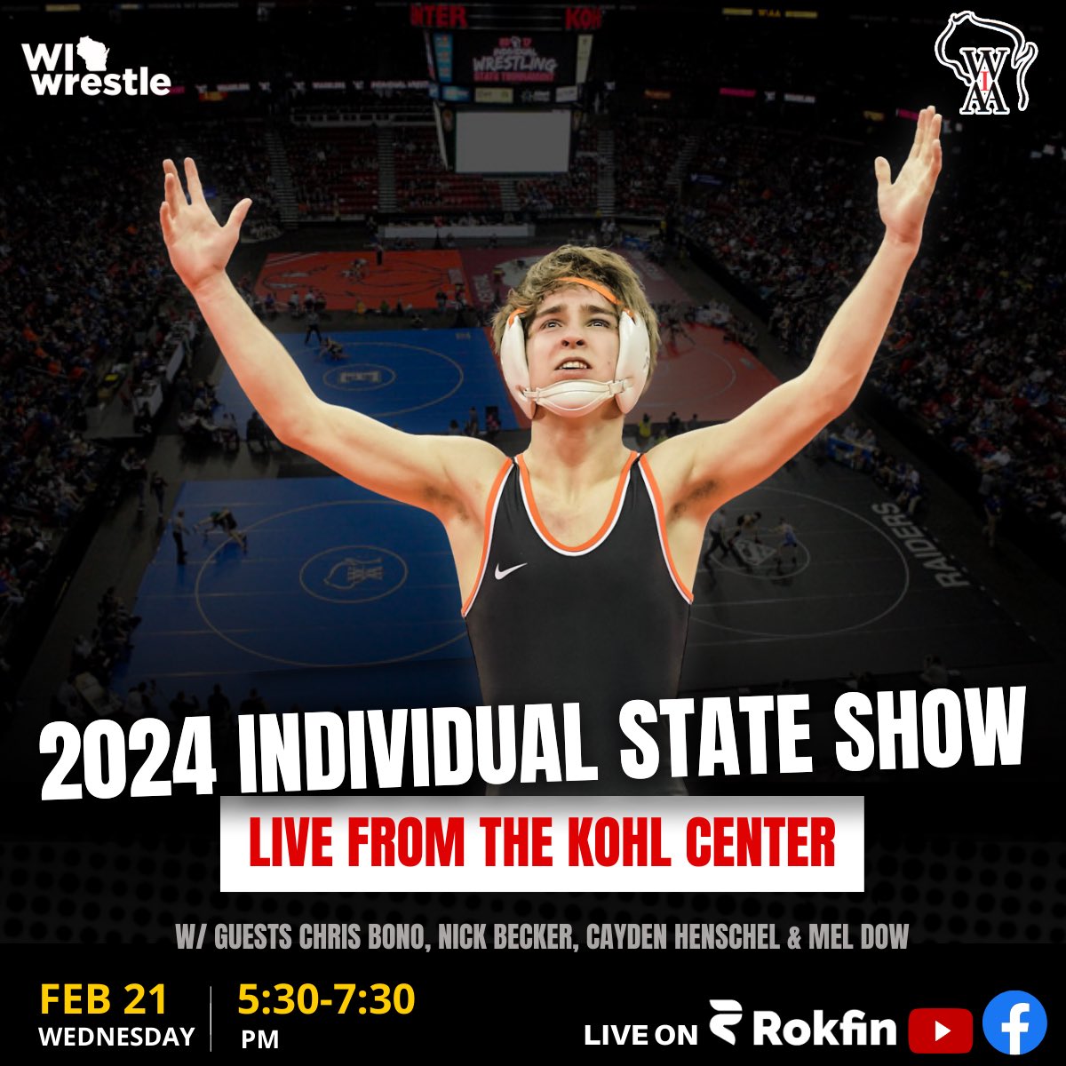 We will be going live from the Kohl Center next Wednesday at 5:30pm to preview the 2024 state tournament! 

We got an awesome giveaway we are gonna do live on the show and some great guests lined up. This will be live on Facebook, Rokfin, and YouTube.
