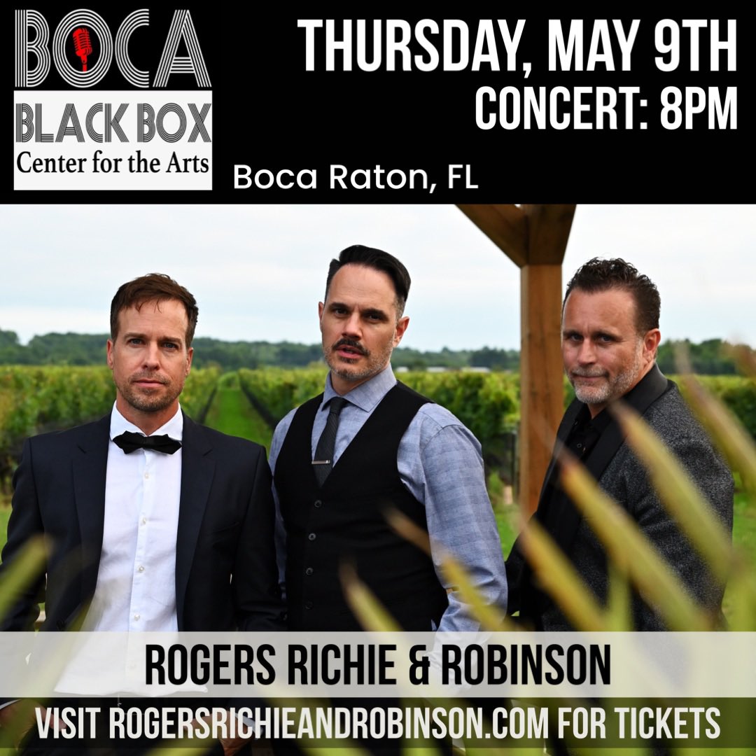 FLORIDA! Are you a fan of Kenny Rogers, Lionel Richie & Smokey Robinson? Come see us perform many of their hit songs at the Boca Black Box Center for the Arts on Thursday, May 9th! Visit rogersrichieandrobinson.com/events for tickets. #rogersrichierobinson #lionelrichie #kennyrogers