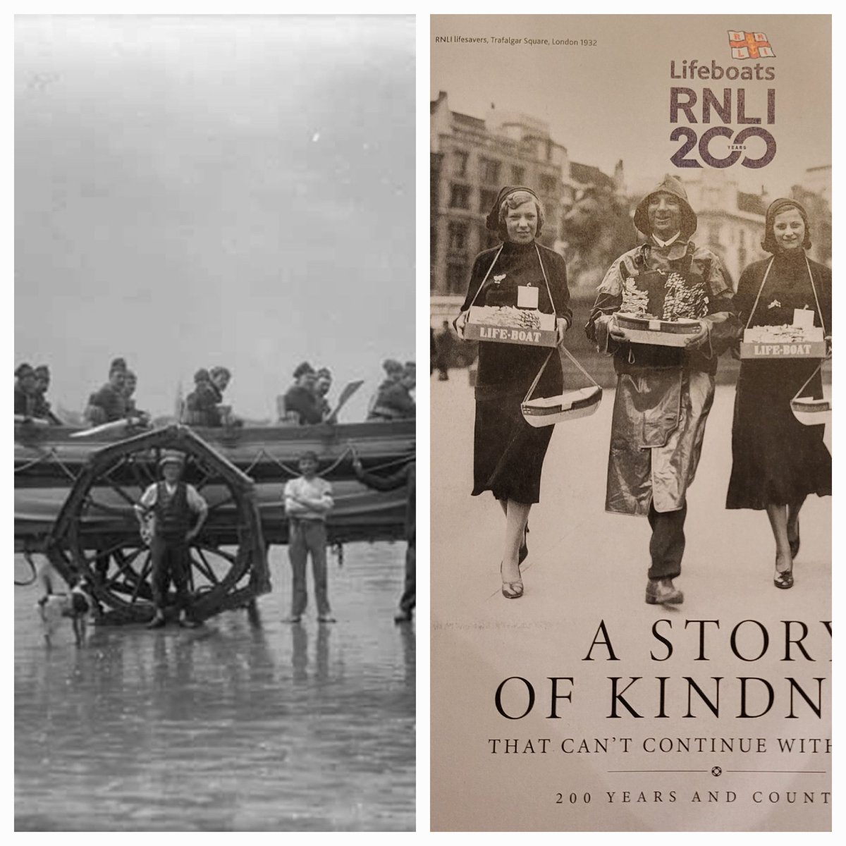 Delighted to receive this brochure from the @RNLI commemorating 200 hundred years saving lives at sea . The image on the left is of the Tramore #waterford boat from 1910.