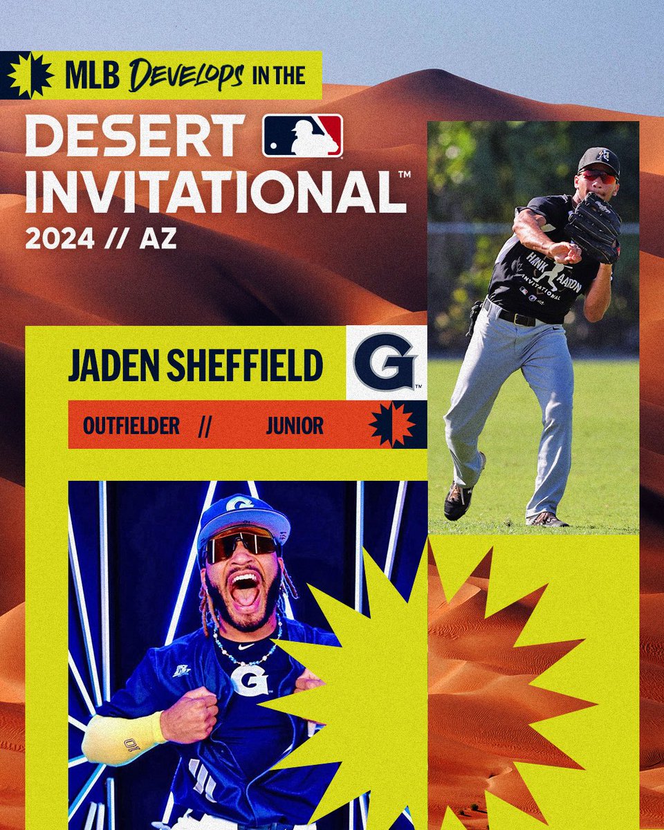 Develops to Desert 🏜️‼️

Prior to the Hoyas, <a href="/SheffieldJaden/">Jaden Sheffield</a> represented MLB Develops in the 2022 Hank Aaron Invitational🔨💥

Georgetown takes on GCU this Friday, 6pm MT, at Brazell Field at GCU Park on Day 1 of the MLB Desert Invitational!