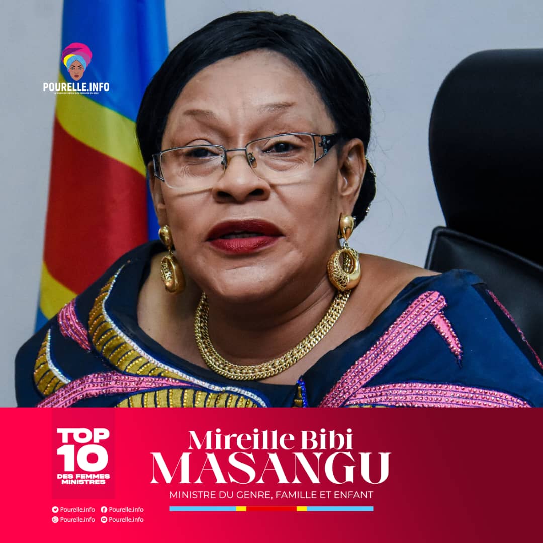 Top 10 des Femmes Ministres Sama II : Mireille Bibi Masangu
<a href="/PrimatureRDC/">Primature de la République Démocratique du Congo</a> <a href="/Pourelleinfo1/">POURELLE.INFO</a> <a href="/BibiMasangu/">Mireille masangu Bibi Muloko</a> <a href="/mingefae/">Ministère du Genre, Famille et Enfant</a>
<a href="/forumpourelles/">Forum Pour Elles</a> @maguy_mbuku <a href="/RienSlesFemmes/">Rien sans les Femmes</a> <a href="/mingefae/">Ministère du Genre, Famille et Enfant</a> <a href="/AWLN_RDC/">AWLN_RDC</a>