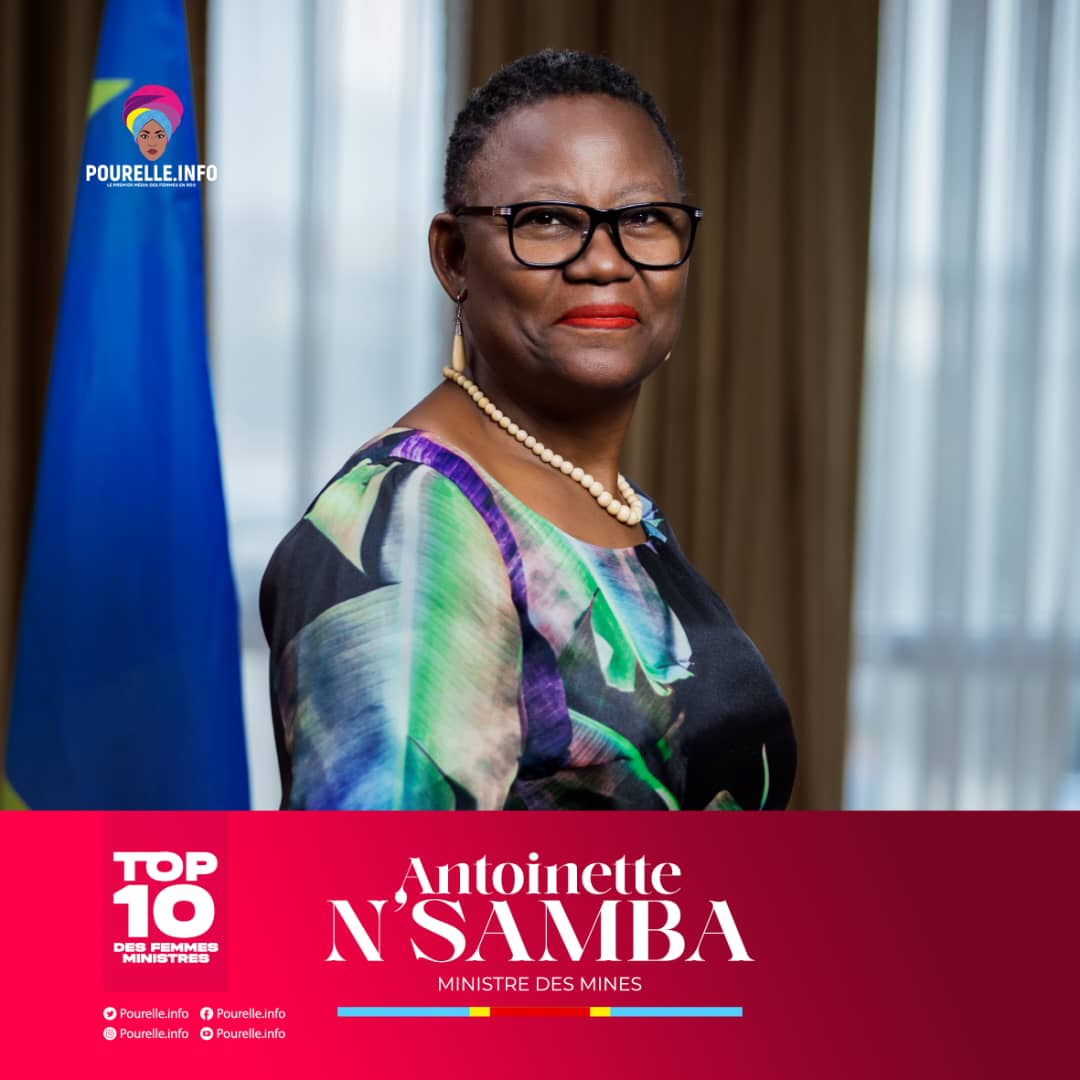 Top 10 des Femmes Ministres Sama II : Antoinette N’SAMBA, levier de vitesses du secteur minier congolais 
<a href="/PrimatureRDC/">Primature de la République Démocratique du Congo</a> <a href="/Pourelleinfo1/">POURELLE.INFO</a> @Antoinettensamb
<a href="/MinMinesRDC/">Ministère des Mines - RDC</a>
<a href="/forumpourelles/">Forum Pour Elles</a> @maguy_mbuku <a href="/RienSlesFemmes/">Rien sans les Femmes</a> <a href="/mingefae/">Ministère du Genre, Famille et Enfant</a> <a href="/AWLN_RDC/">AWLN_RDC</a> <a href="/BLomeya/">Béatrice Lomeya</a>
