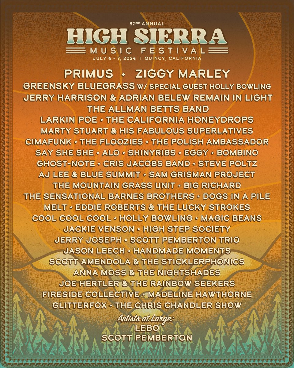 MusicFestivalWizard (@festivalwizards) on Twitter photo Primus, Say She She, The Floozies, and more just added to complete the High Sierra Music Festival lineup! <a href="/highsierramusic/">High Sierra Music Festival</a>
👇
Check it out musicfestivalwizard.com/festivals/high…
#highsierramusicfestival #festivalposter #mfw #primus #saysheshe #thefloozies Primus, Say She She, The Floozies, and more just added to complete the High Sierra Music Festival lineup! <a href="/highsierramusic/">High Sierra Music Festival</a>
👇
Check it out musicfestivalwizard.com/festivals/high…
#highsierramusicfestival #festivalposter #mfw #primus #saysheshe #thefloozies