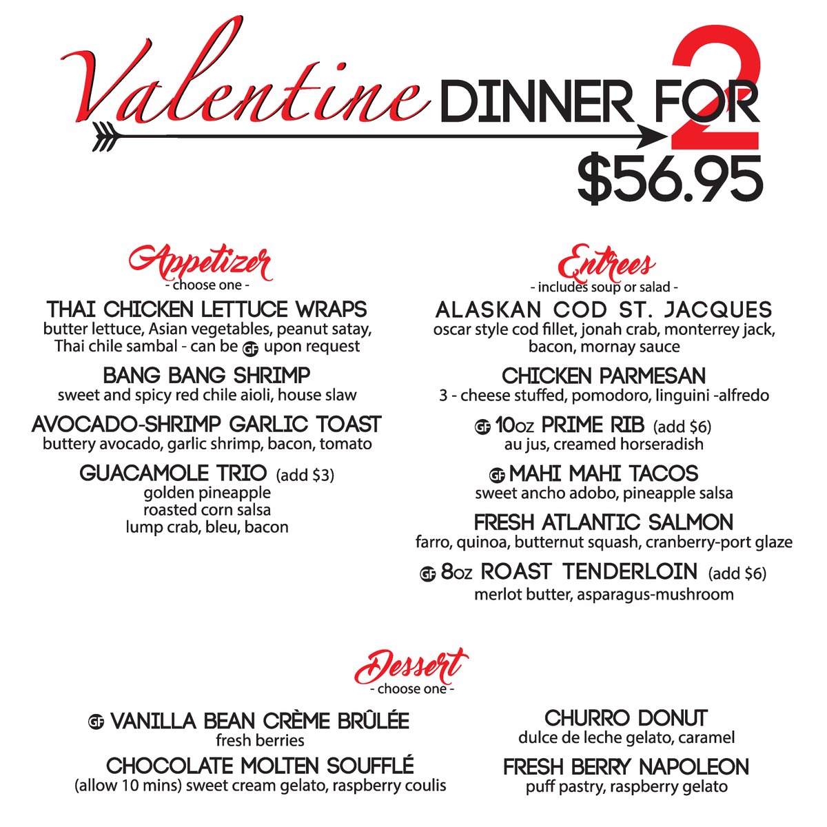 BEE My Valentine! Valentine's Special Menu ALL week long. Bring your Valentine and enjoy a special Beehive menu made specifically for lovers. Call NOW for your reservations. #BEEmine #alwaysgoodeats #BeehivePubAndGrill