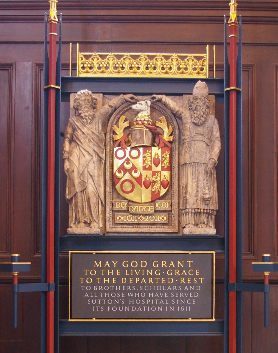 EskdaleR's tweet photo. Powered by Love.

Detail from the memorial in the @CharterhouseEC1 chapel #thomassutton #thomson
#heraldry #ardent #donaldbuttress #onewedidearlier https://t.co/BRg6eg8Hpe