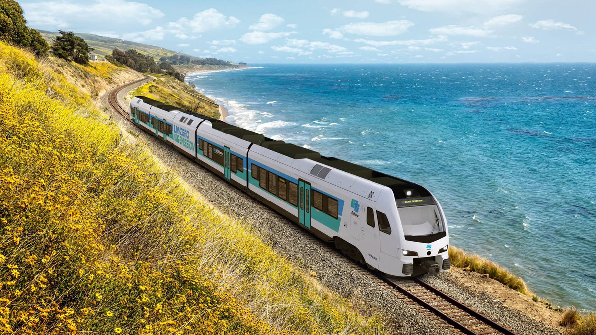 CaltransHQ's tweet photo. California leads in clean transportation, continues to expand zero-emission hydrogen-powered passenger rail fleet. 🚈🚝🛤️ Read more: https://t.co/hGJ8nvO0WT
#trains #zeroemission #rebuildingca https://t.co/OIkeXL38WW