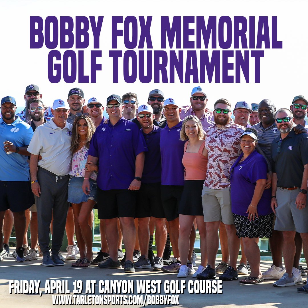The 39th Annual Bobby Fox Memorial Golf Tournament will take place at Canyon West Golf Course in Weatherford on April 19! Story: tinyurl.com/5ttmbfku Sign Up: tarletonsports.com/bobbyfox