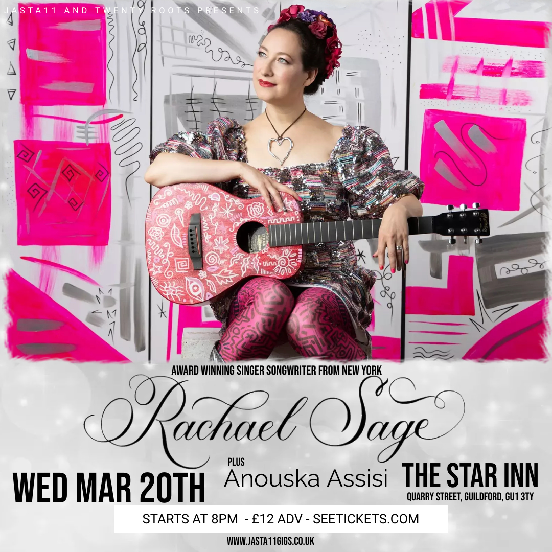 COMING UP!! Acclaimed multi award winning New York singer/songwriter @rachaelsage will live be at @StarGuildford on Wed 20th March. Support from Anouska Assisi jasta11gigs.co.uk/rachaelsage