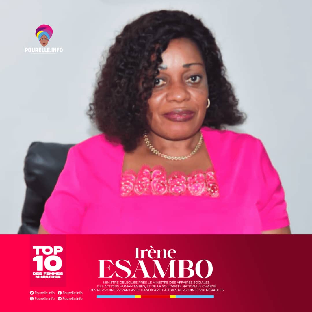 Top 10 des Femmes Ministres Sama II : Irène ESAMBO, actrice de la promotion et la protection des PVH 
<a href="/PrimatureRDC/">Primature de la République Démocratique du Congo</a> <a href="/Pourelleinfo1/">POURELLE.INFO</a> <a href="/Minpvh_apvRDC/">Ministère des Personnes Vivant avec Handicap RDC</a>
<a href="/LievinLuzolo/">LUZOLO Liévin</a>
<a href="/forumpourelles/">Forum Pour Elles</a> @maguy_mbuku <a href="/RienSlesFemmes/">Rien sans les Femmes</a> <a href="/mingefae/">Ministère du Genre, Famille et Enfant</a> <a href="/AWLN_RDC/">AWLN_RDC</a>