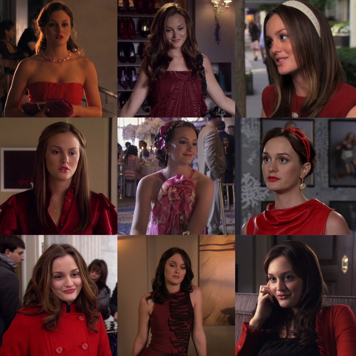 blair waldorf in red and pink for valentine’s day<3