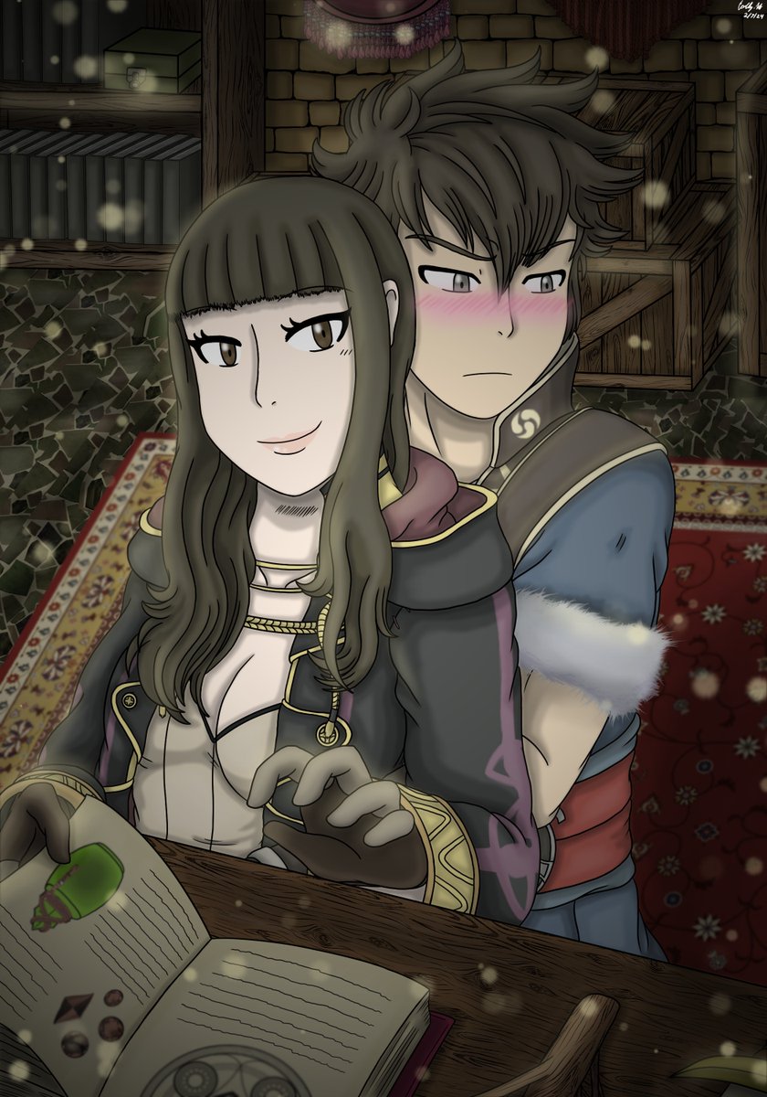 ArtbyCarlyH's tweet photo. Lon' Qu pulls up behind Robin and his arms around her, holding her close. She can feel his heartbeat as its in a rather quickened pace than normal. "If we don't make it through this war... just promise me you won't die first."
#Fanarts #FireEmblem #shipping #ArtistOnTwitter https://t.co/xfs71r3pF7