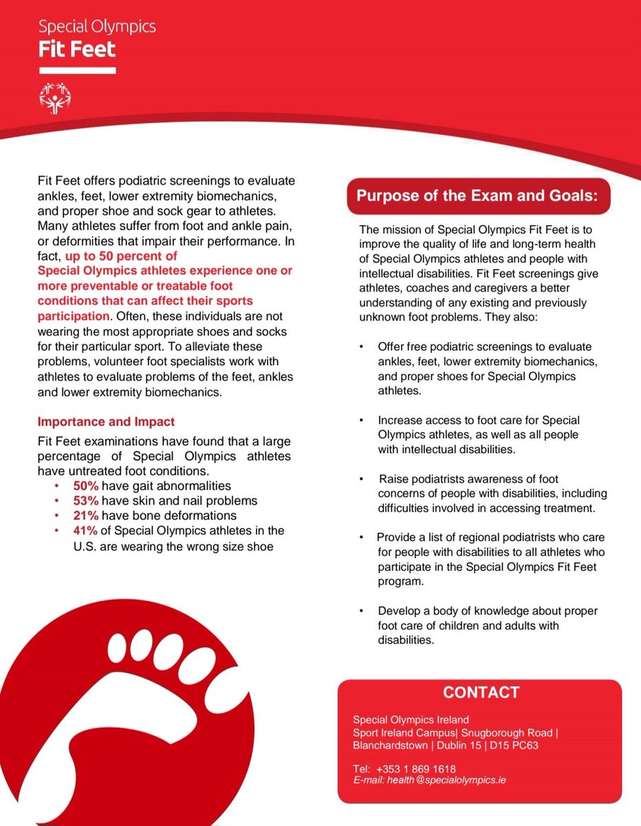 Excellent opportunity for podiatrists and podiatry students to volunteer at the Special Olympics in Ireland this March. Check out the information below for more information @RoyColPod