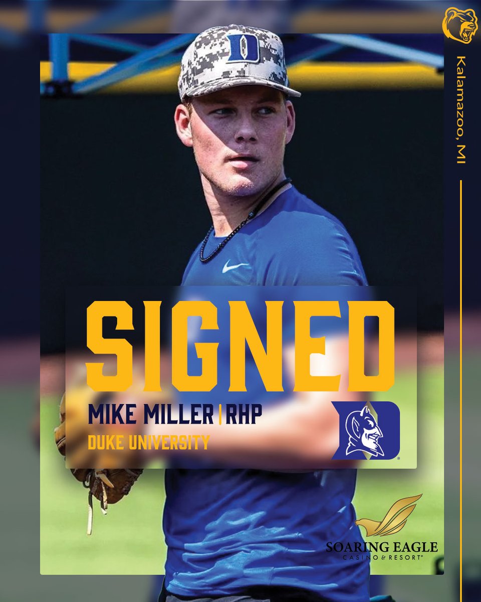 Bringing in a Pair of Devils Welcome @Sam_Harris11 and @MillerMike2023 to Kalamazoo for the 2024 season 📑 rb.gy/vzh08d @DukeBASE // #RollGRowl