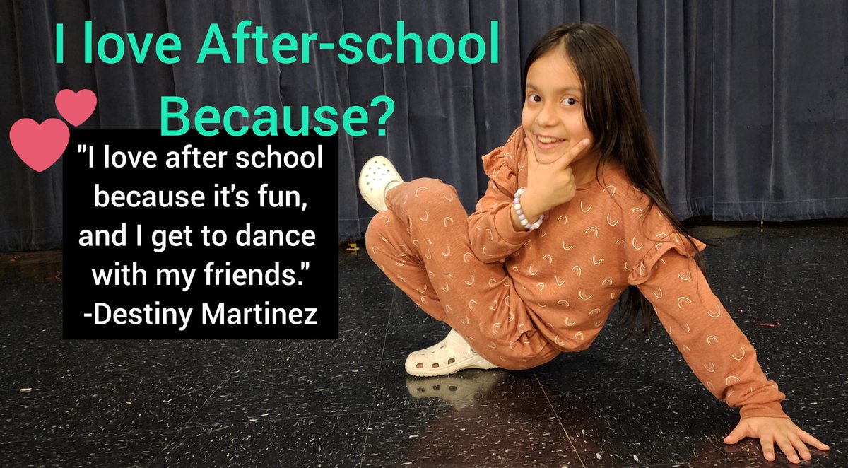'I love after school because it's fun and I get to dance with my friends.'
-Destiny Martinez

#houstonhealthyhiphop #HealthyHipHop #afterschoolworks #iheartafterschool @HCDE_CASE @HCDEtx @afterschool4all