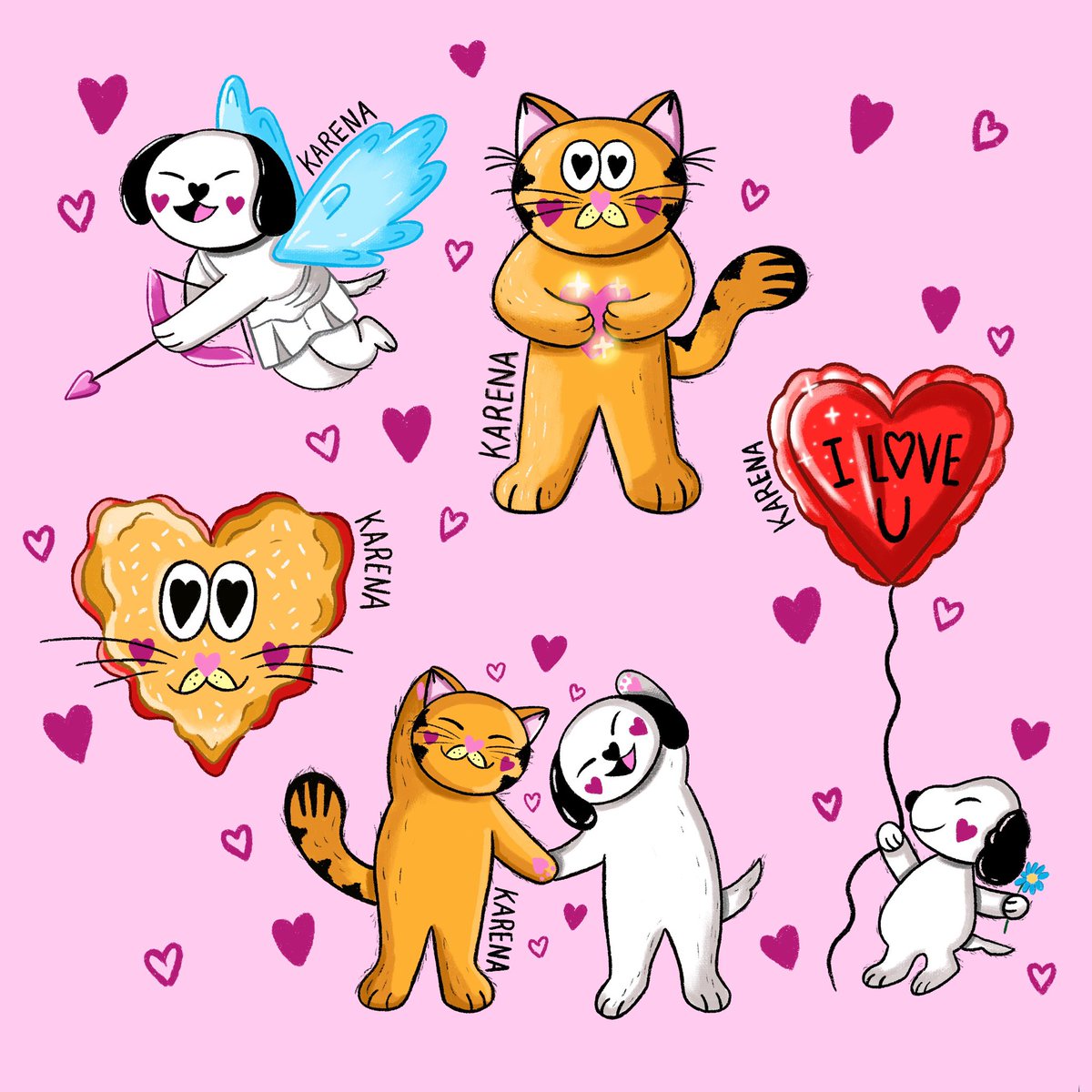Karena_____'s tweet photo. Feliz San Valentín, de parte de estos Snoopys, Garfields y yop 💖🐕🐈💖
#snoopy #garlfield https://t.co/a0z3zH6Vzc