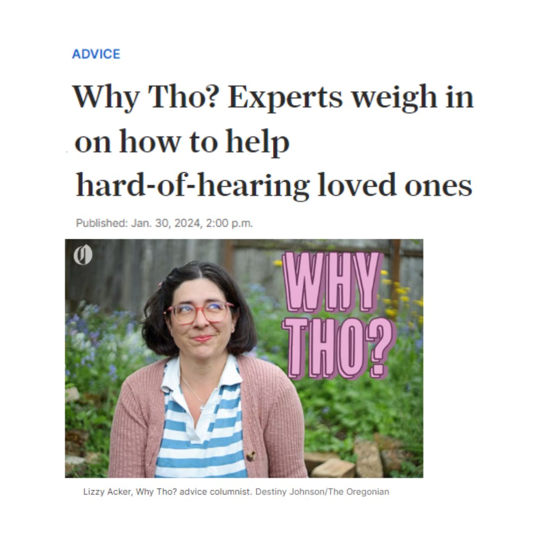 The Oregon Clinic Audiologists Heather Fischle and Philip King shared their expertise about helping your loved ones manage hearing loss with the Oregonian's Lizzy Acker for her column, Why Tho? Read the columns here: zurl.co/3SsV and zurl.co/8DkX