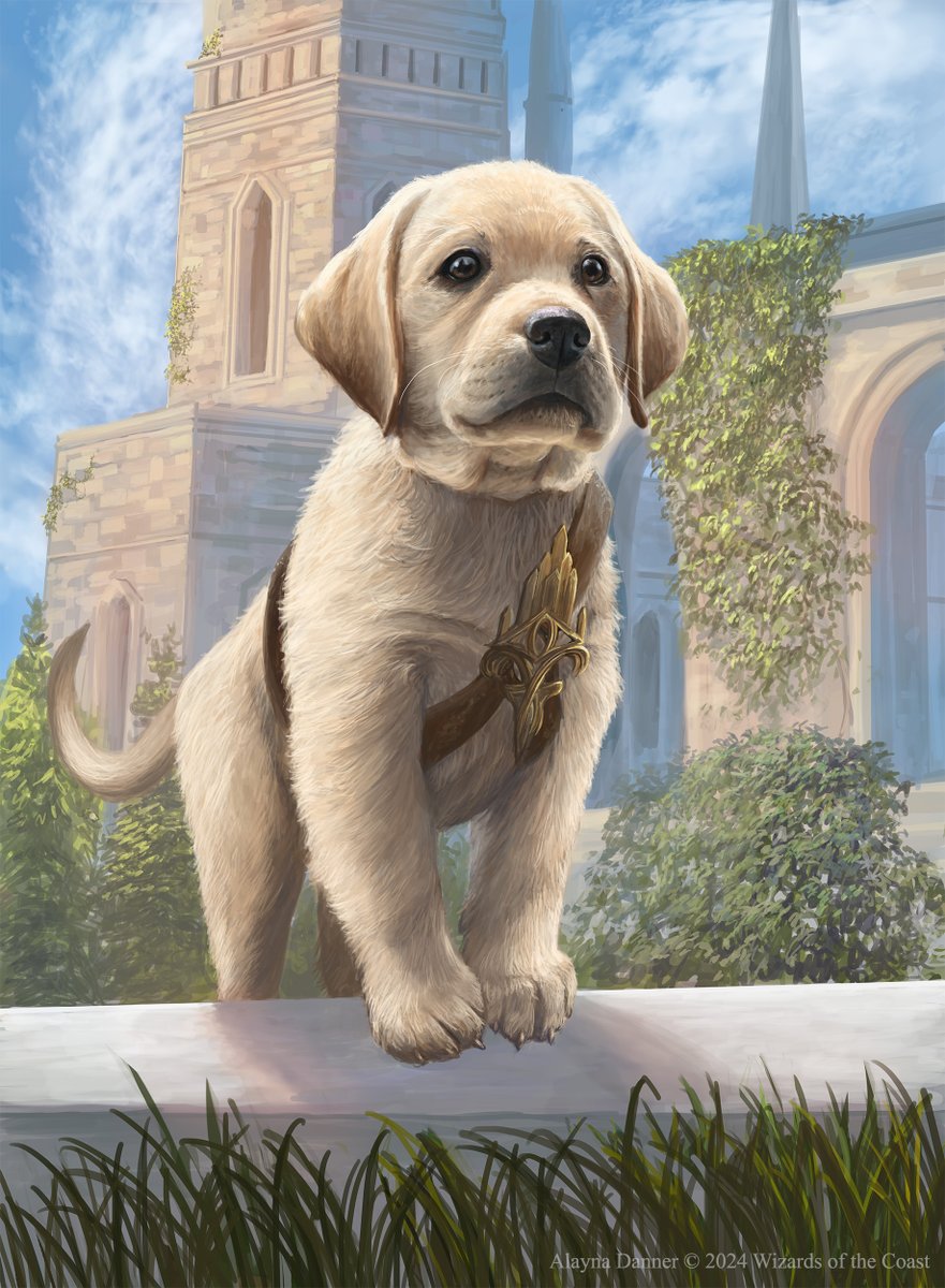 Puppy token from Murders and Karlov Manor!  Thank you my friend @MadtownLems refs of his adorable doggo, Tank :D  Prints are available at alayna-danner.square.site and 1/2 of Puppy Token print proceeds go to animal charities!
#mtg #mtgart #mtgmkm
AD: Molly Smith & Deborah Garcia