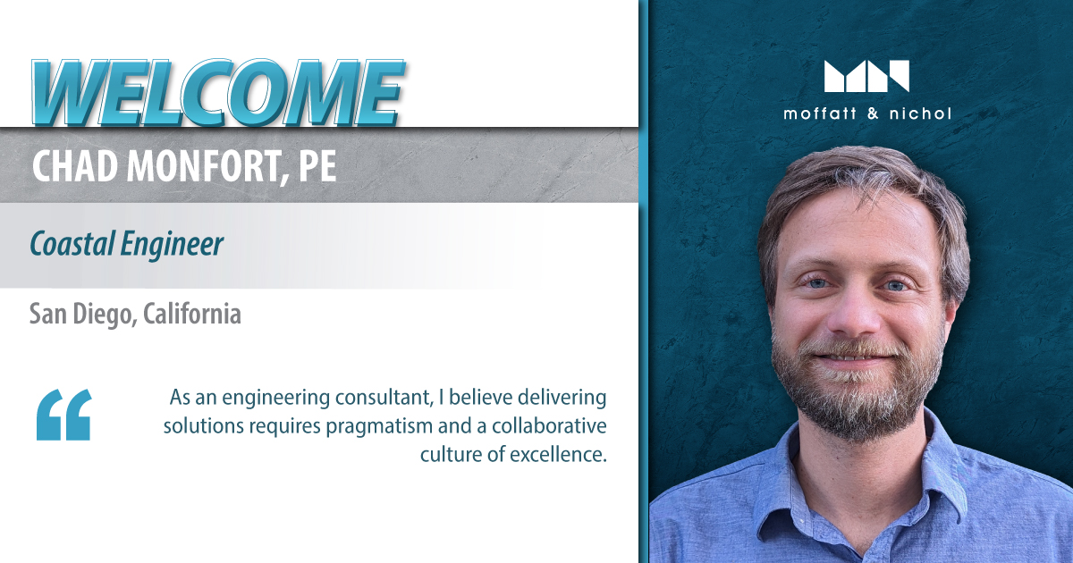 moffattnichol's tweet photo. We are pleased to announce that Chad Monfort has joined our Southern California coastal engineering team. For more on Chad's career, visit https://t.co/Km50kCBXfy
#CreativePeoplePracticalSolutions #MNThisCouldBeYou https://t.co/6fRp6kg31r