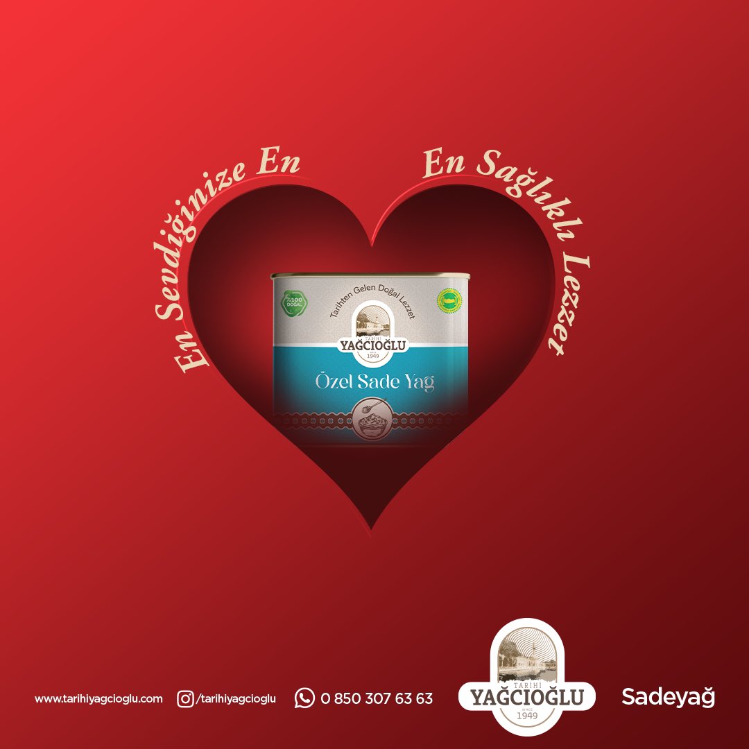 Bu özel günde en sevdiğinize en sağlıklı lezzeti hediye edebilirsiniz.❤️
Sevgi ve sağlık dolu günler. 

#tarihiyagcioglusadeyağ #sadeyağ #ghee  #14şubat