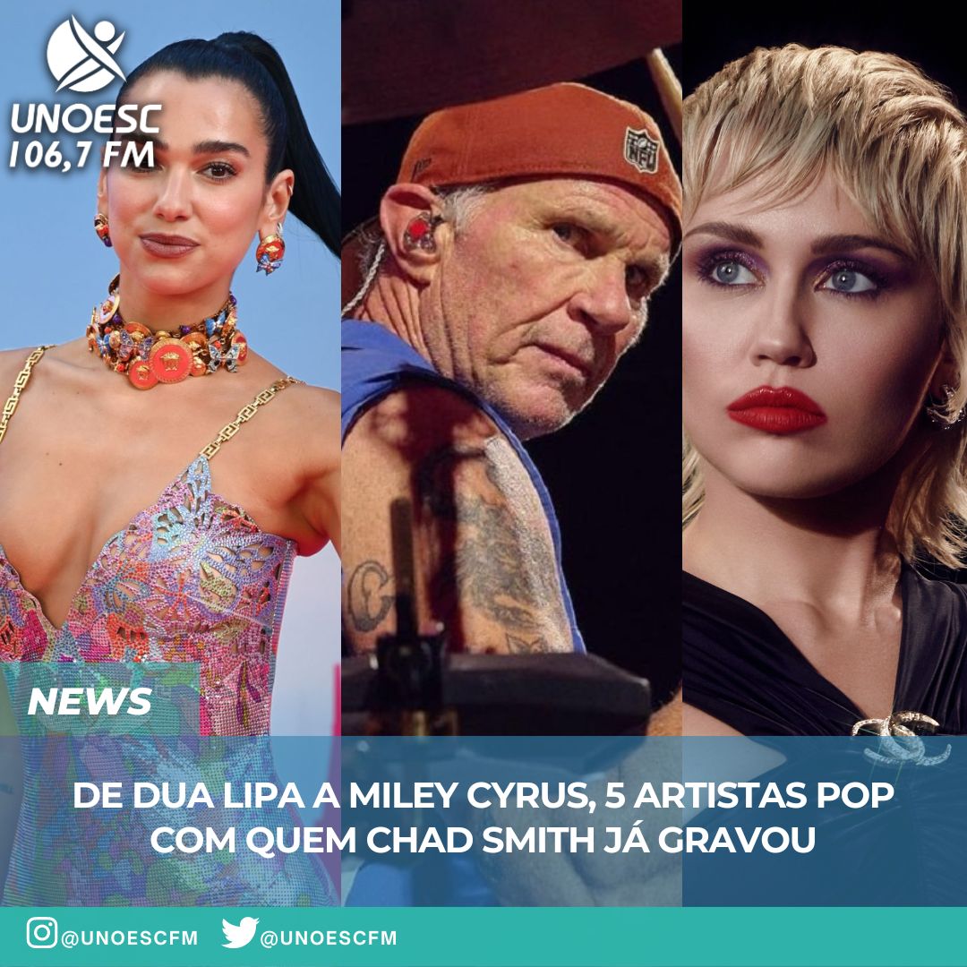 unoescfm's tweet photo. De Dua Lipa a Miley Cyrus, 5 artistas pop com quem Chad Smith já gravou!
Aqui a estági gosta bastante do Chad e o post de hoje fala sobre ele, confere clicando aqui: https://t.co/3SMt6UXsFi https://t.co/I89VpbbBnJ