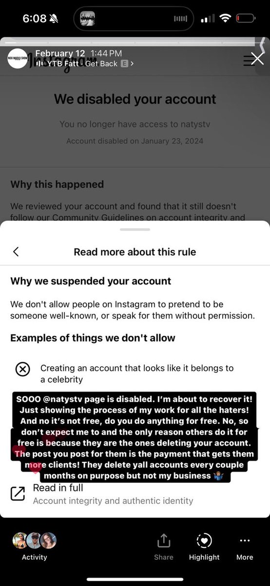 NatySnow's tweet photo. Big shoutout to @nickmarxxpov connecting me to @modelfansagency to help me recovery my banned instagram for identity. As you know NSFW creators are being targeted by fake accounts mimicking you, your profile picture or people reporting your account.  I’ve seen others post about losing their accounts, please reach out to @modelfansagency or @nickmarxxpov they are SW Friendly and apart of our industry. Thanks again @modelfansagency for recovering my instagram Account. If you need any social media account recoveries, @ usernames or verifications they can do it. Affordable and trustworthy