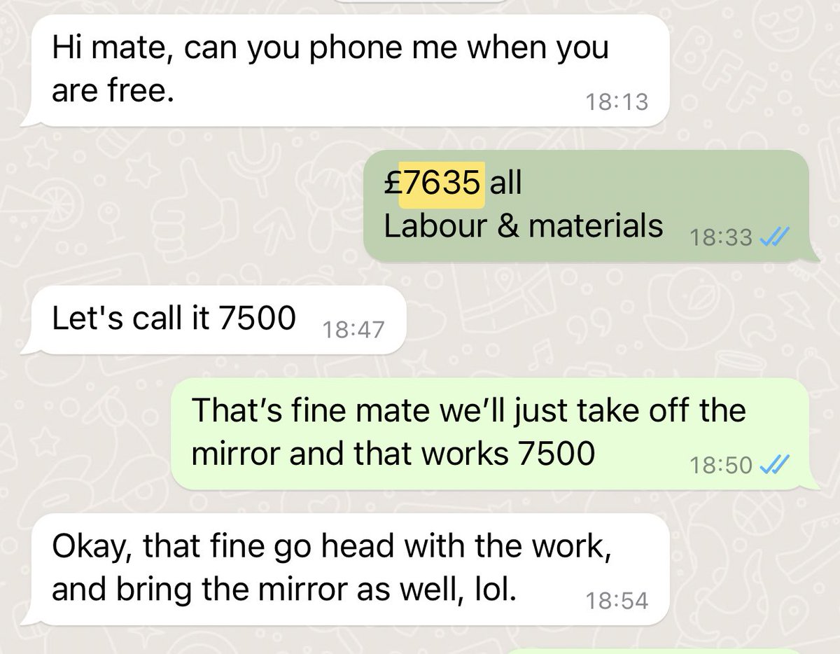 FrazHoehle's tweet image. Welcome to A Tradesman’s Diary

Where I’ll post stupid shit customers do…. 

Next up “The Chancer” 

I ended up not doing the job and my mate done it for £3,000 more 😂
