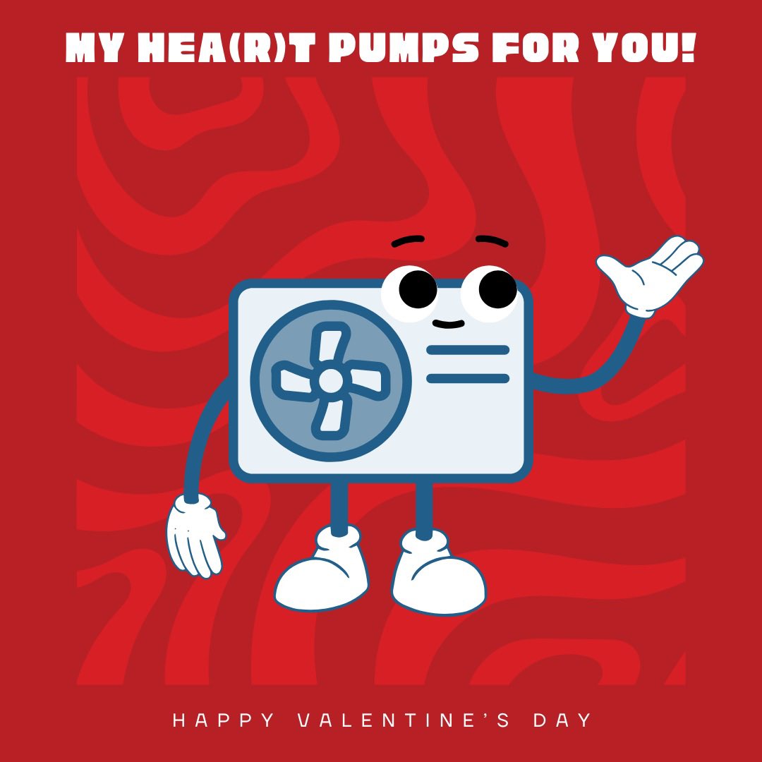 We love a good heat pump pun on Valentine’s Day! Learn more about heat pumps to heat and cool your home: BayREN.org/heat-pumps