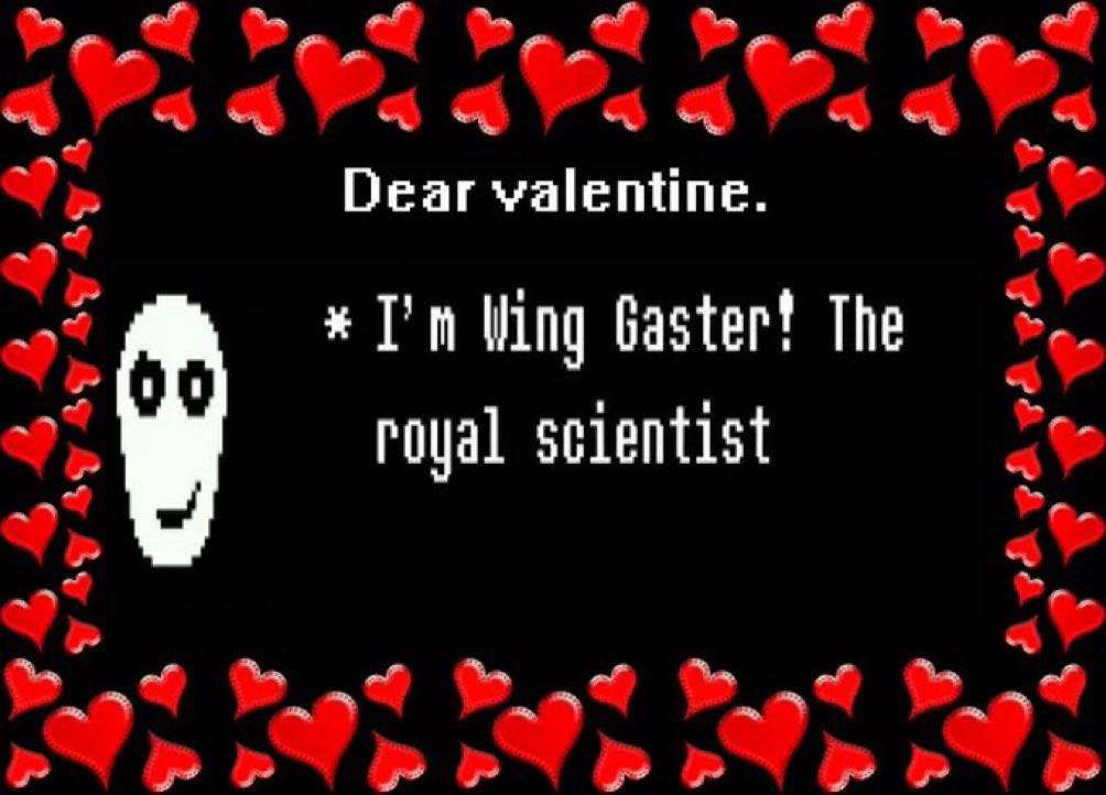 NoWhere6996's tweet photo. Happy lover day (I hope someone cries tonight) ✨
#undertale #undertalegaster #wingdinggaster #Valentine2024 https://t.co/tNx9DmWSR4