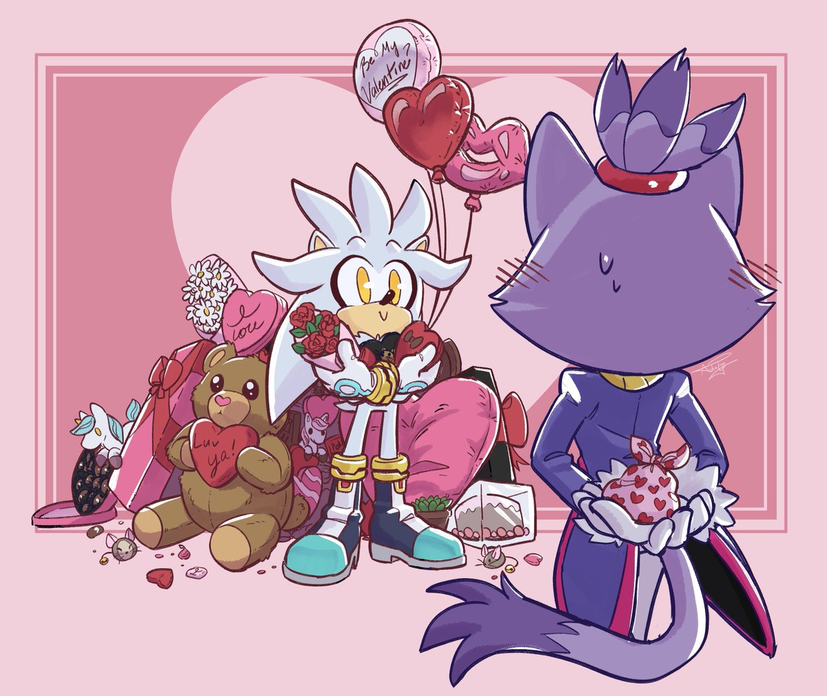 Didn't have enough time to make something for #ValentinesDay this year......

sooooooooo have last years instead~~ Happy Hearts day!!!
#SonicTheHedgehog #SilverTheHedgehog #silvaze
#blazethecat