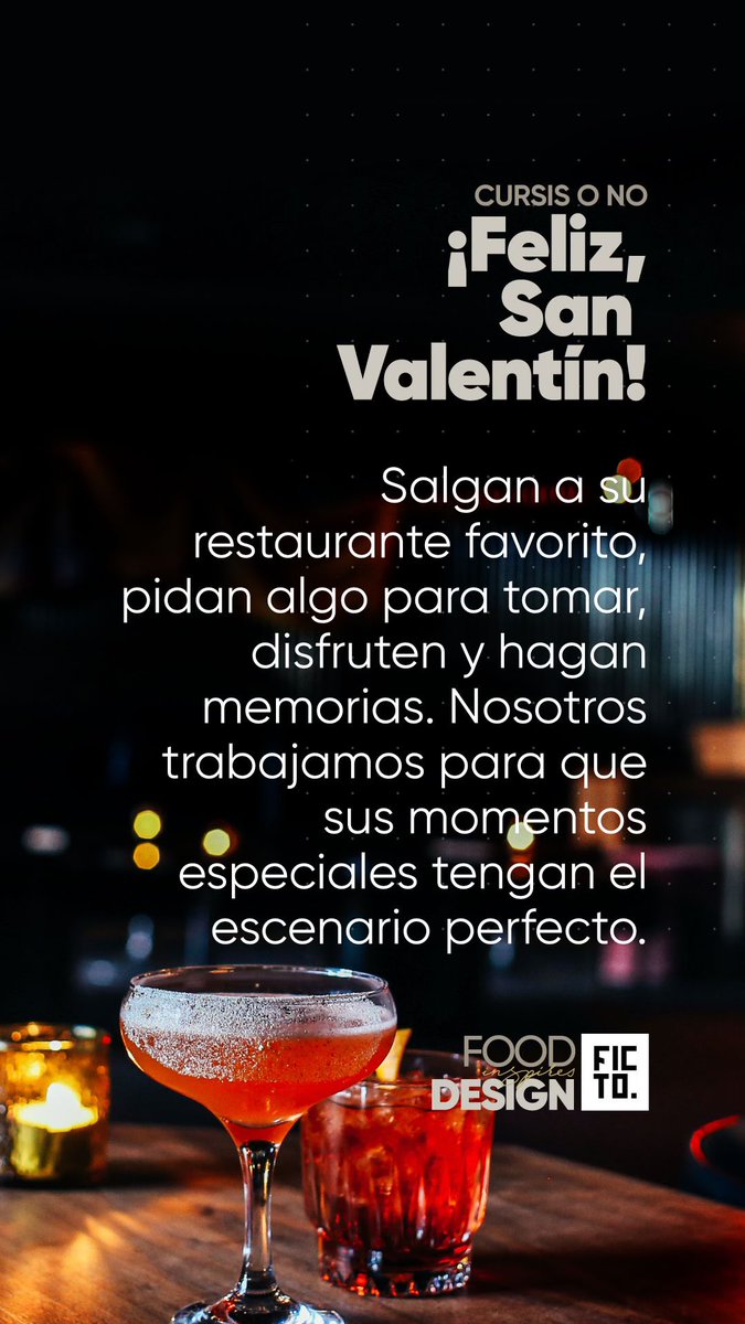 FictoEC's tweet photo. Cursis o no. Salgan a hacer el gasto a sus restaurantes favoritos. Pidan algo para beber y celebrar. Generen buenas memorias. 
¡Salud! Y buen San Valentín. https://t.co/i9bBP9x3Z2