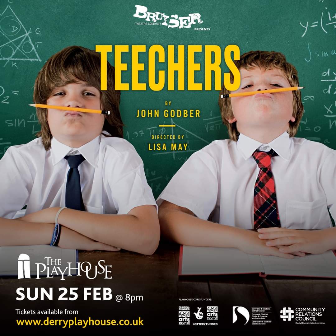 DerryPlayhouse (@playhousederry) on Twitter photo TEECHERS ✏️
Fast-moving, inventive and highly entertaining, John Godber’s brilliant take on life at a modern-day secondary school comes to The Playhouse on Sunday 25th February! 🎒
Brought to the stage by <a href="/BruiserNI/">Bruiser Theatre Company</a> with high energy, break-neck COMEDY and breathtaking ensemble TEECHERS ✏️
Fast-moving, inventive and highly entertaining, John Godber’s brilliant take on life at a modern-day secondary school comes to The Playhouse on Sunday 25th February! 🎒
Brought to the stage by <a href="/BruiserNI/">Bruiser Theatre Company</a> with high energy, break-neck COMEDY and breathtaking ensemble