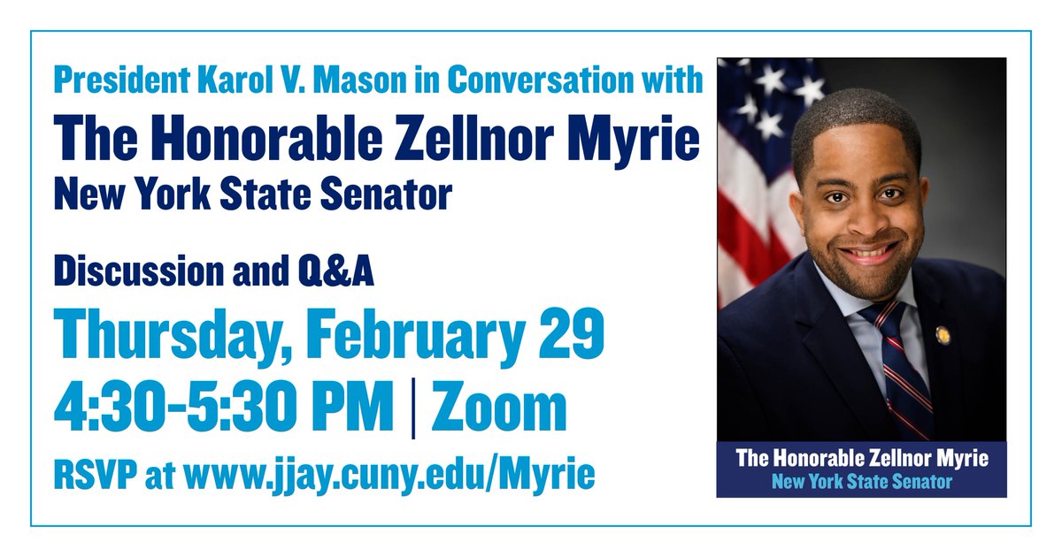 #DYK that @senatormyrie sponsored the new #CleanSlateAct in the @NYSenate? Clean Slate is only one of the initiatives Myrie has advanced. To learn about his work as a State Senator, attend our #BlackHistory event on 2/29 at 4:30. RSVP: jjay.cuny.edu/Myrie