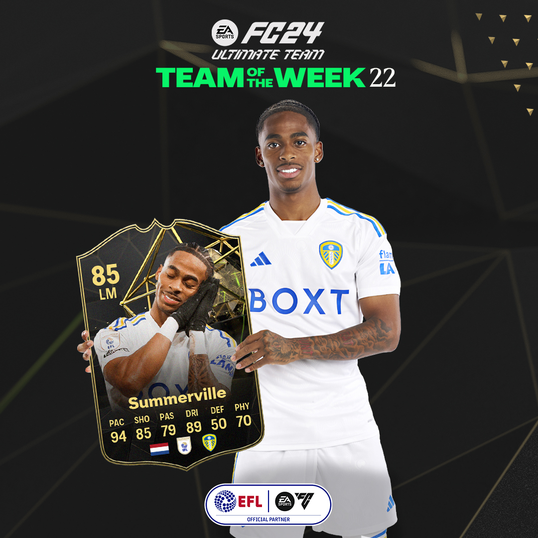 🔥 Crysencio Summerville is in the <a href="/EASPORTSFC/">EA SPORTS FC</a> #TOTW, thanks to his double at the weekend! <a href="/EFL/">EFL</a> #FC24