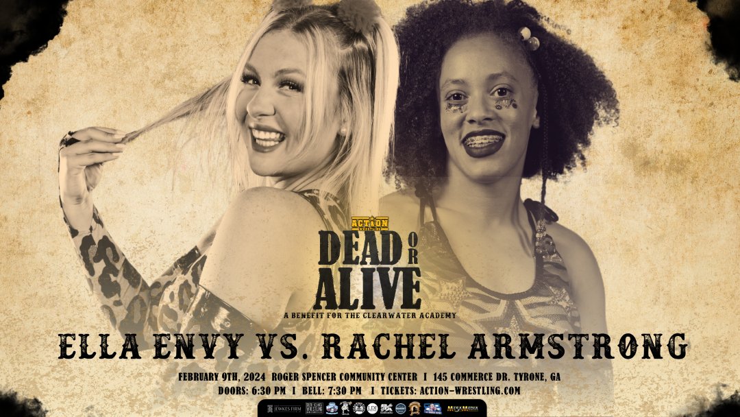 WrestleACTION1's tweet photo. Have you seen Ella Envy v Rachel Armstrong from ACTION's DEAD OR ALIVE yet?

Check it out now on ACTION's IWTV Channel!
#ACTIONDead https://t.co/tmqnwesf4s