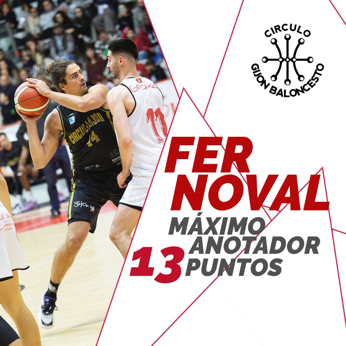 👉 Está semana nuestro máximo anotador es…🥁

🔥 FERNANDO NOVAL 🔥

🏀 13 puntos

🎉¡Vamos @ferchuvic a por el siguiente partido! 💪

#somoscirculo #aceptamoseldesafio #únetealcírculo #ligaeba🏀 #quenotelocuenten #maximoanotador #xixon