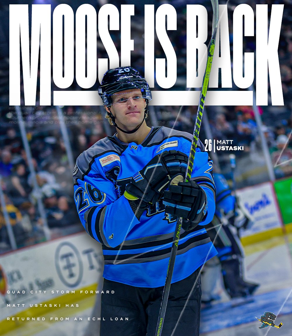 QuadCityStorm's tweet photo. MOOSE. IS.BACK‼️

Is anyone else FIRED UP to see Matt Ustaski back in a Storm sweater tonight?🙌

#FreezeWarning https://t.co/XTI0CU4ukF
