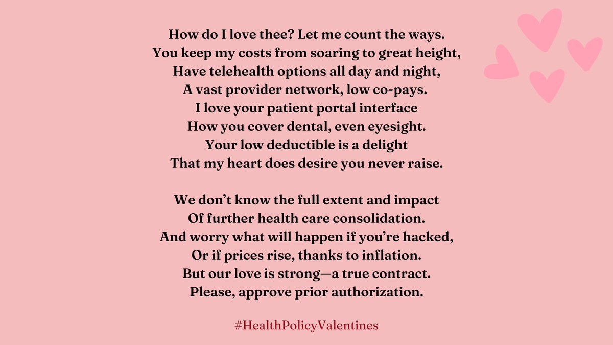 With apologies to Elizabeth Barrett Browning, poetry fans, and health policy experts everywhere. 

#HealthPolicyValentines 
#HappyValentinesDay 
#iambicpentameter