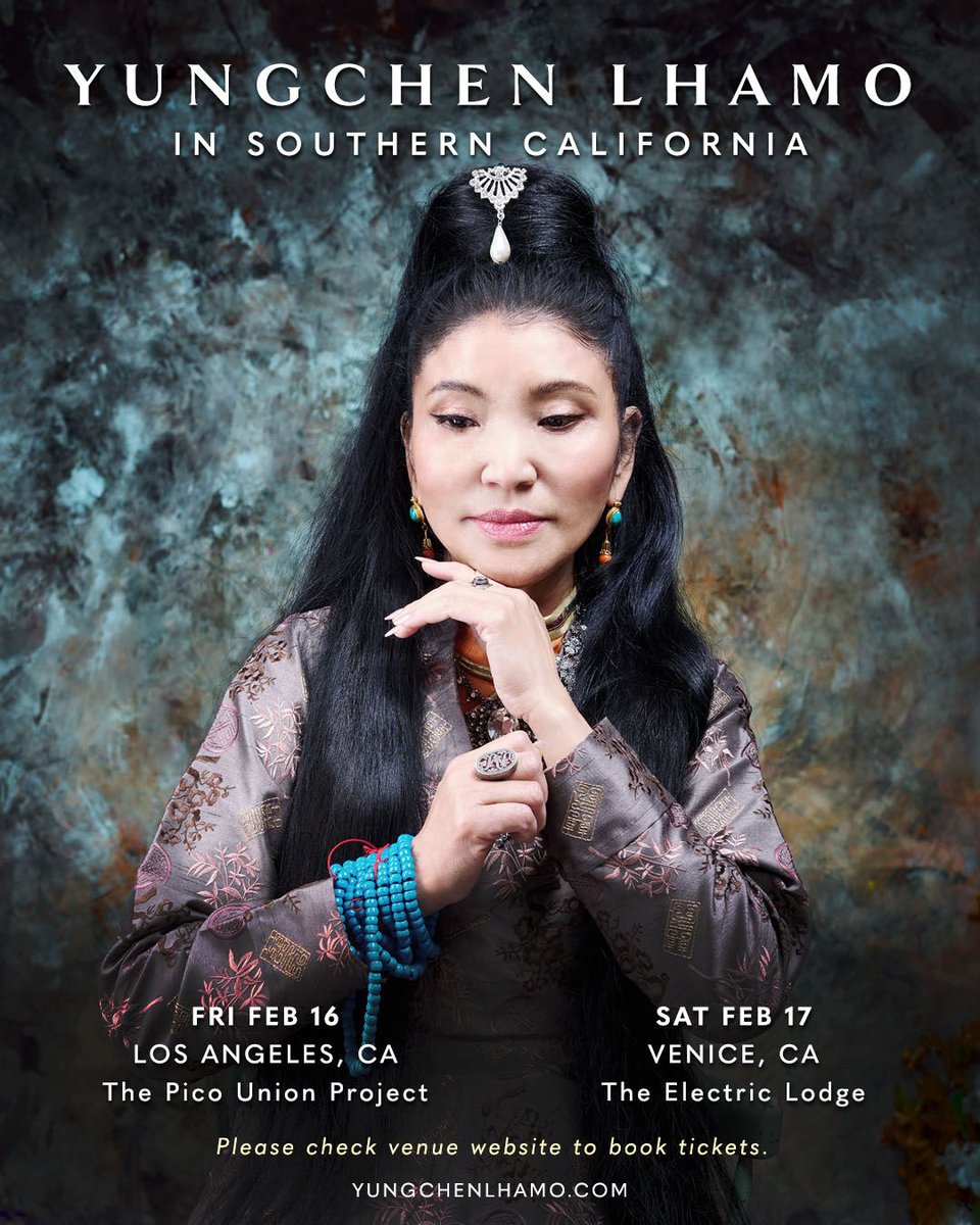 See legendary Tibetan Singer Yungchen Lhamo live in concert in the Los Angeles area this weekend: Friday February 16th at The Pico Union Project in LA @ 7pm and Saturday February 17th in Venice at The Electric Lodge @ 7pm. Tickets purchased HERE: linktr.ee/yungchenla