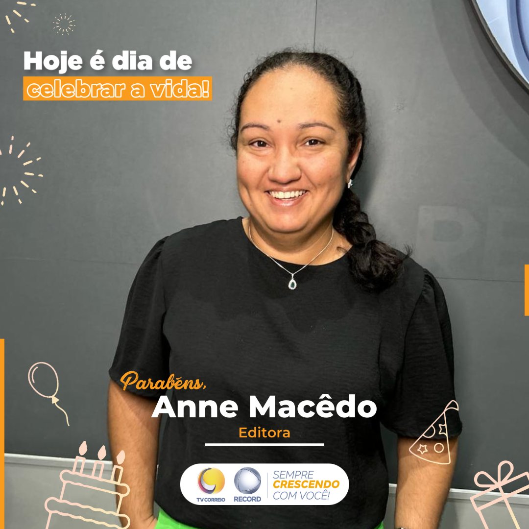 Hoje é dia de celebrar a vida de Anne Macêdo! 🥳✨

Ela faz parte da minha equipe de jornalismo, colaborando com a boa execução dos meus programas, principalmente, o Correio Verdade! 

Desejo muitos anos de vida, paz e saúde Anne! 𝐹𝑒𝑙𝑖𝑧 𝑎𝑛𝑖𝑣𝑒𝑟𝑠𝑎́𝑟𝑖𝑜 🎉