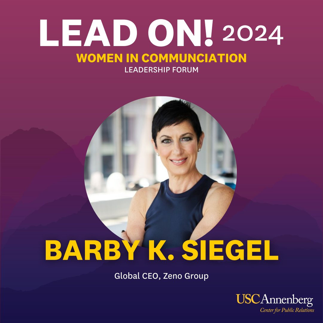 Global CEO @barbysiegel is joining the @USCCenterforPR ‘LEAD ON!’ leadership forum for women. RSVP today to accelerate your comms career with insights and inspiration. #ZenoForEveryone bit.ly/3UFIfZZ