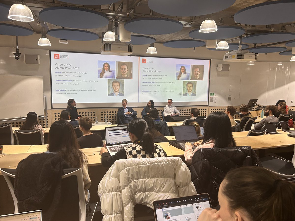 Yesterday's discussion with Senior Research Scientist at Google Geoff Keeling and Policy Researcher Ashyana-Jasmine Kachra, alongside LSE students, on AI related careers in London was a lot of fun. Thanks, <a href="/LSECareers/">LSE Careers</a> for inviting us and organizing everything!