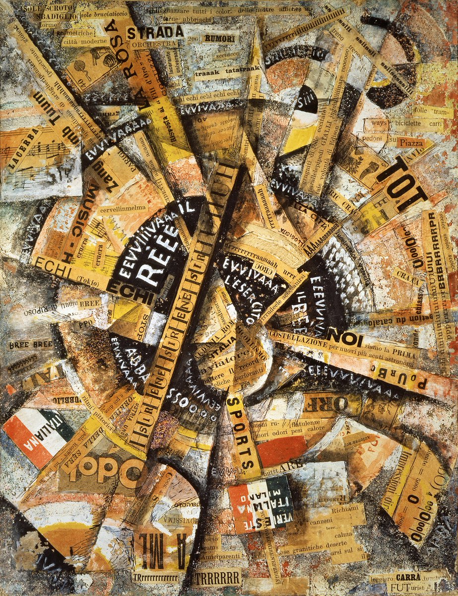 Carlo Carrà, Interventionist Demonstration, 1914