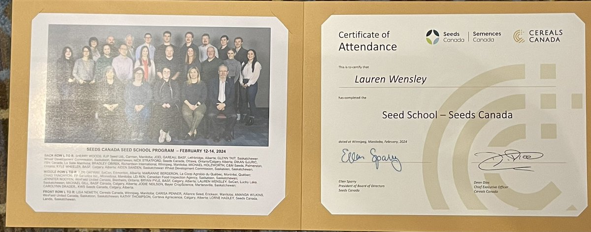 We passed! The inaugural  <a href="/Seeds_Canada/">Seeds Canada</a> <a href="/Cereals_Canada/">Cereals Canada</a> #SeedSchool was a great success. Thx to all the great presenters &amp; businesses that allowed us to tour their facilities <a href="/canadianbarley/">CMBTC&MaltAcademy</a> <a href="/Pituraseeds/">Pitura Seed Service</a> <a href="/2020SeedLabs/">20/20 Seed Labs Inc.</a> <a href="/Grain_Canada/">Canadian Grain Commission</a> <a href="/Seedgrowers/">CSGA / ACPS</a> Nexseed #ChooseCertifiedSeed 🌱