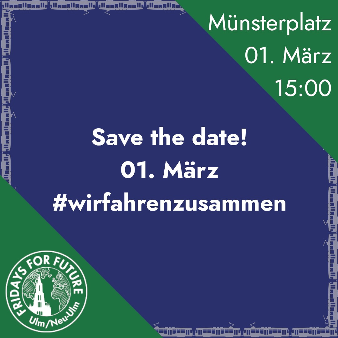 🔥Unsere nächste Aktion steht bevor. 🔥
🚊Am 01. März demonstrieren wir um 15 Uhr auf dem Münsterplatz für besseren ÖPNV. 🚊
Die Verkehrswende braucht eine bessere Infrastruktur und faire Arbeitsbedingungen. 
Kommt mit uns auf die Straße🚋

📅 01. März
🕒 15 Uhr 
📍 Münsterplatz