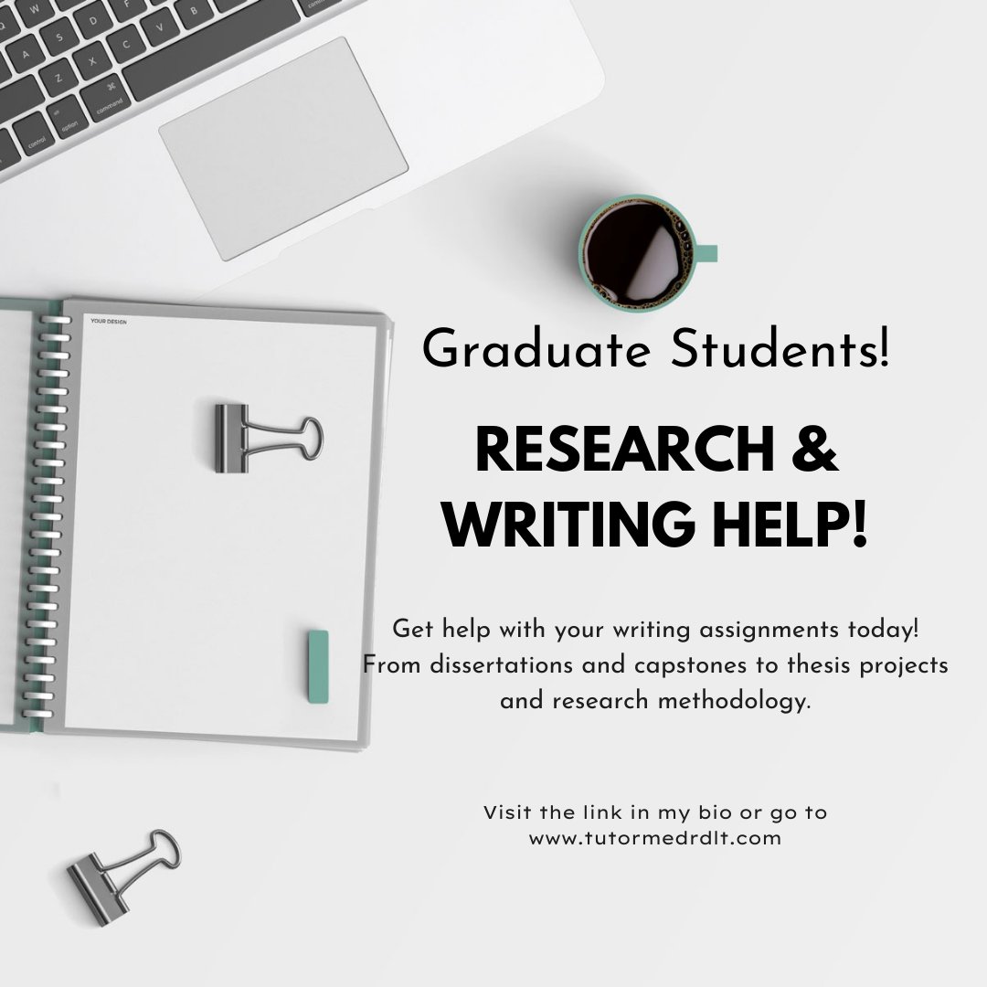 tutorme_drdlt's tweet image. Do you have a writing assignment that you are dreading? Get help today. I can help with discussion and response posts, research papers, dissertations, PICOT assignments, and much more. Visit the link in my bio for more information.  #dissertationeditor #gradschooltutors